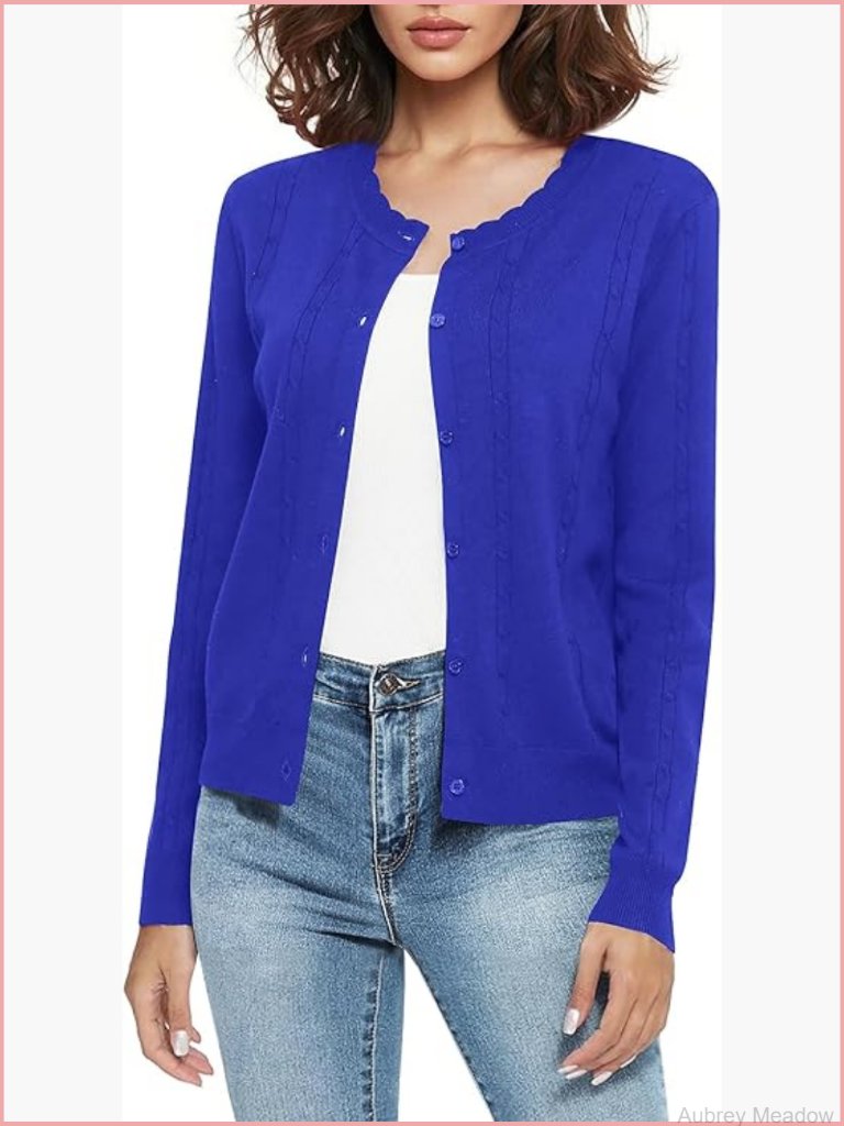 Crew Neck Button Front Cardigan - Soft Knit Open Front